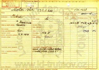 Inventární karta motorového vozu M131.1228