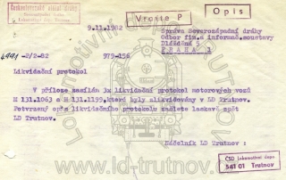 Průvodka likvidačních protokolů - M131.1063 a M131.1199