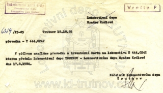 Odeslání převodek a inventární karty - T444.0242